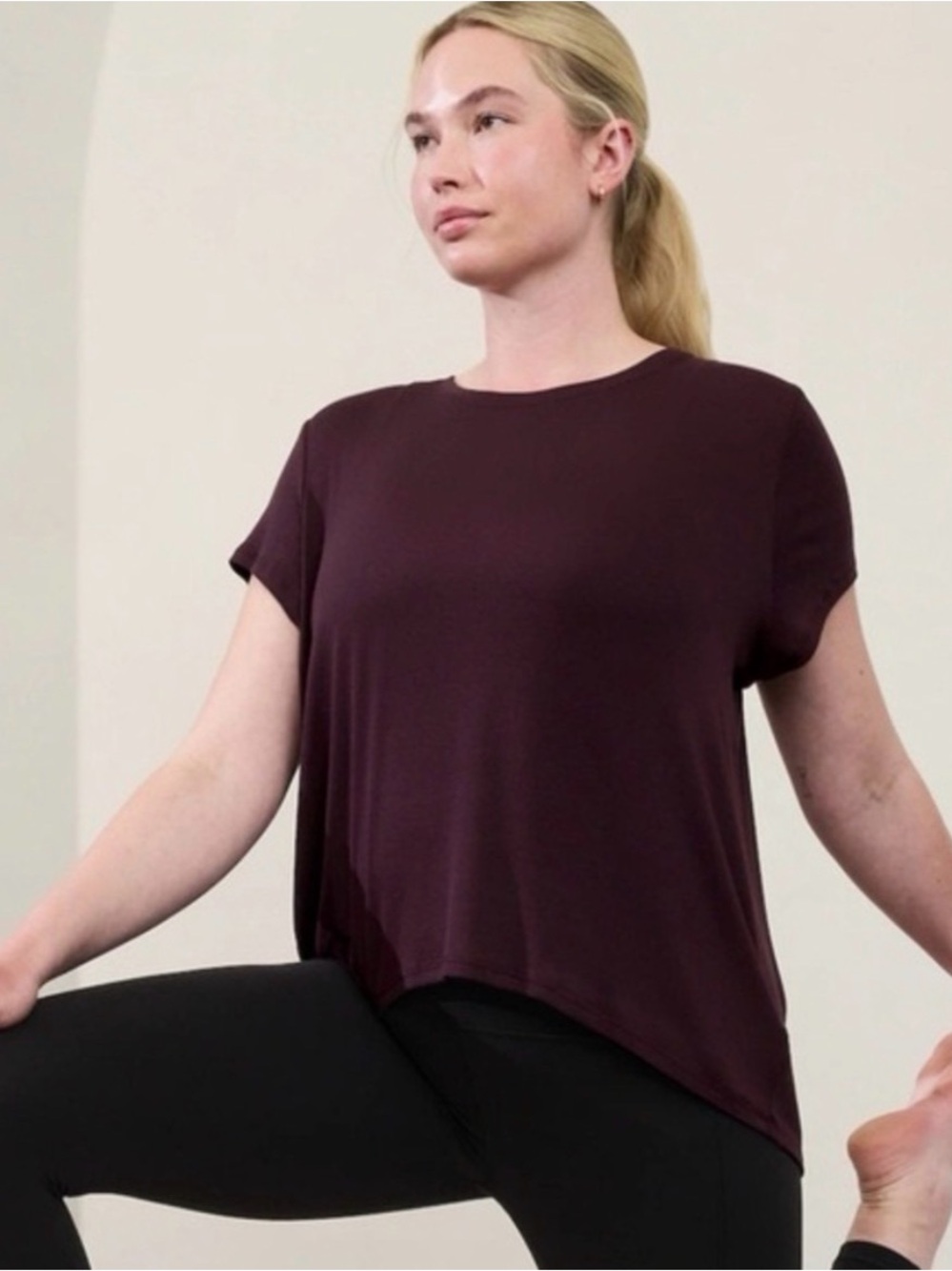 Athleta With Ease Ribbed Tee Plum